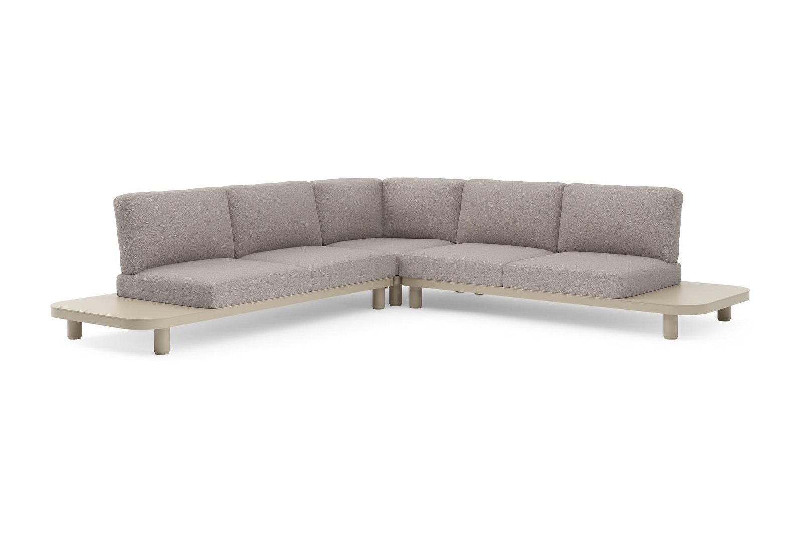 Donato loungehoek in beige aluminium met tundra charcoal all weather sunbrella® luxe kussen