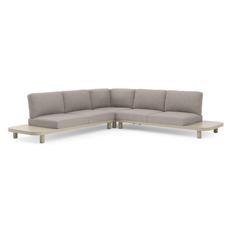 Donato loungehoek in beige aluminium met tundra charcoal all weather sunbrella® luxe kussen