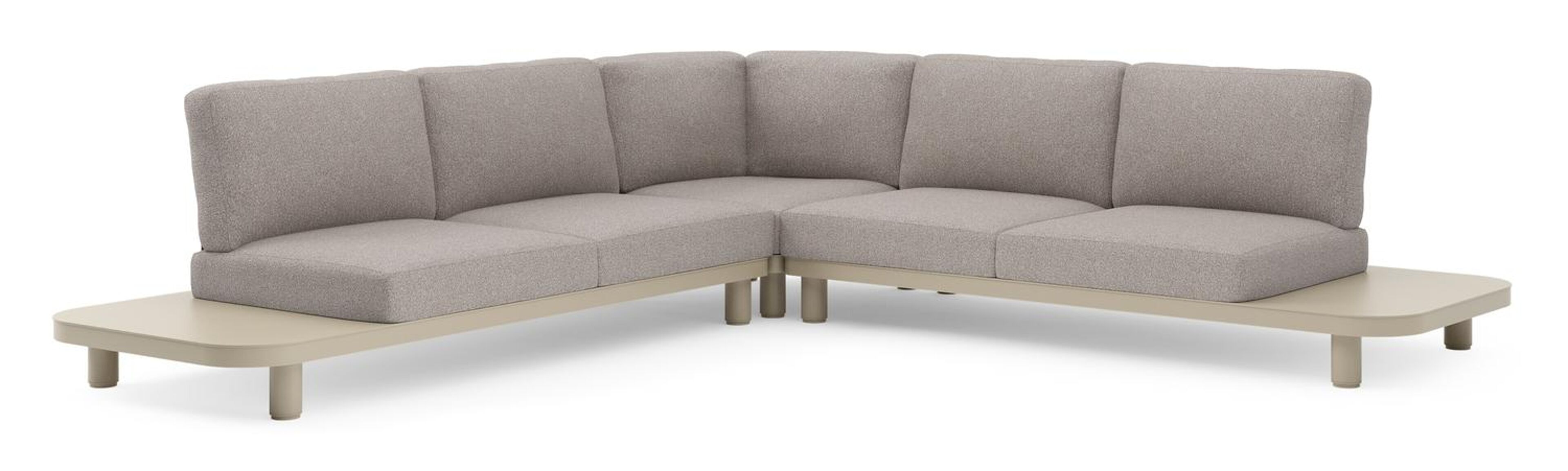 Donato loungehoek in beige aluminium met tundra charcoal all weather sunbrella® luxe kussen