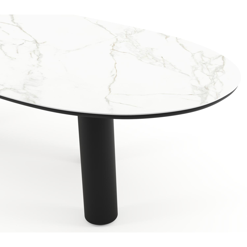 Amico tuintafel organisch in zwart aluminium en volkeramiek Calacatta - L 280 x B 120 x H 73.5 cm