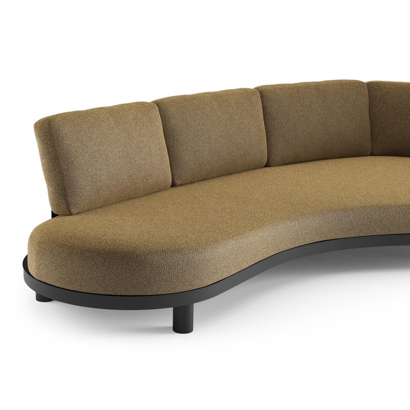 Donato loungebank in zwart aluminium met madagascar walnut all weather cosytica kussen