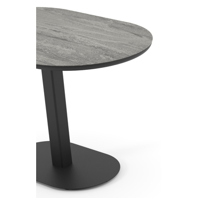 Teramo tuintafel bombo in zwart aluminium en volkeramiek Aspen Grey - L 110 x B 70 x H 73.7 cm