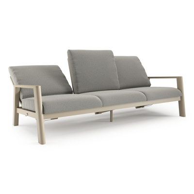 Canapé de jardin Cirello en aluminium beige et coussins en all weather sunbrella® luxe savane tunder