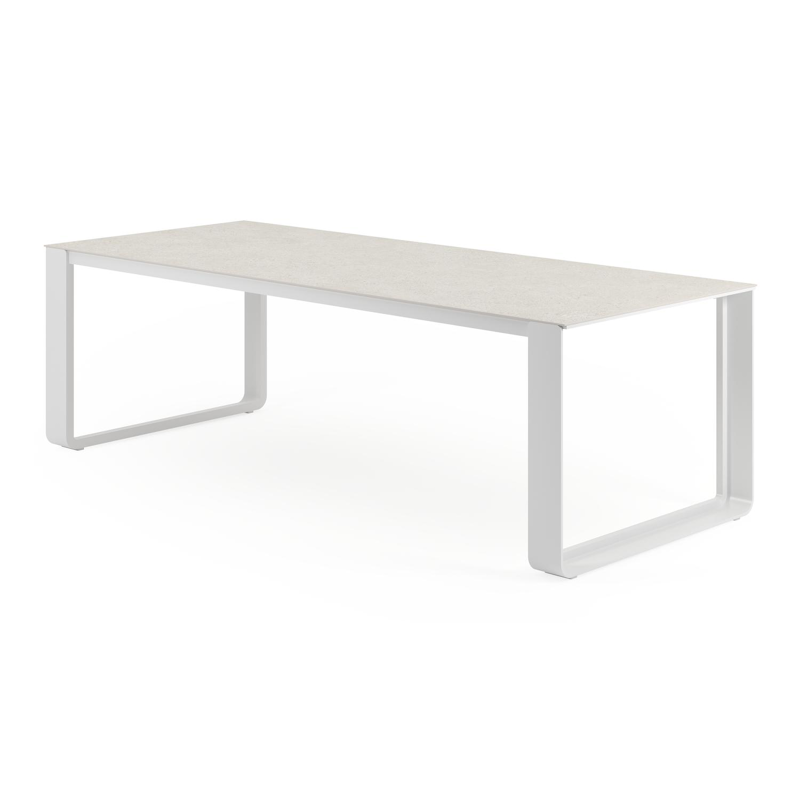 Atessa tuintafel in wit aluminium en volkeramiek shilin - L 240 x B 100 x H 75 cm
