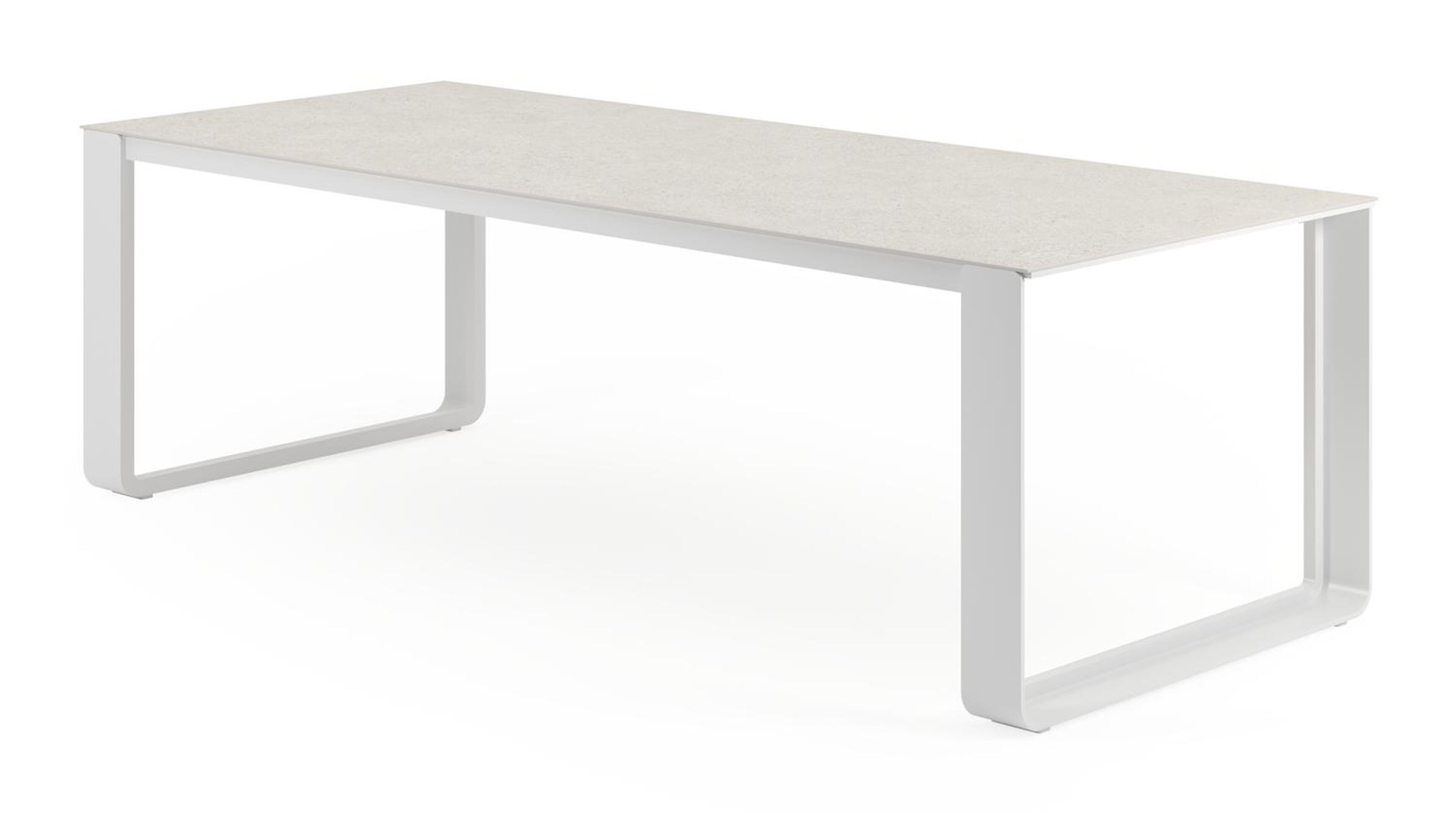 Atessa tuintafel in wit aluminium en volkeramiek shilin - L 240 x B 100 x H 75 cm