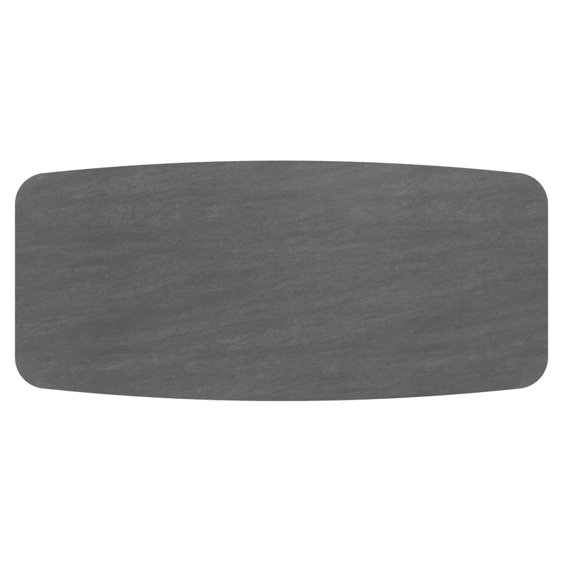 Table de jardin Orso forme de bateau en aluminium beige et céramique pleine Basalt Black - Lg. 255 x Lrg. 115 x Haut. 74.5 cm