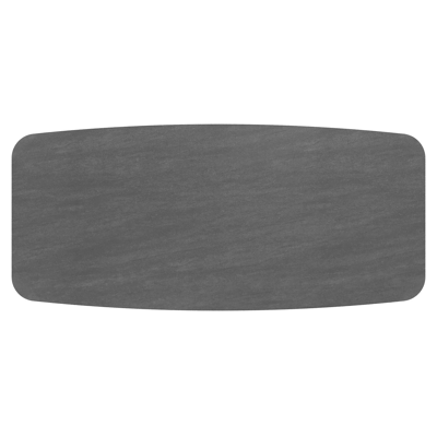 Table de jardin Orso forme de bateau en aluminium beige et céramique pleine Basalt Black - Lg. 255 x Lrg. 115 x Haut. 74.5 cm