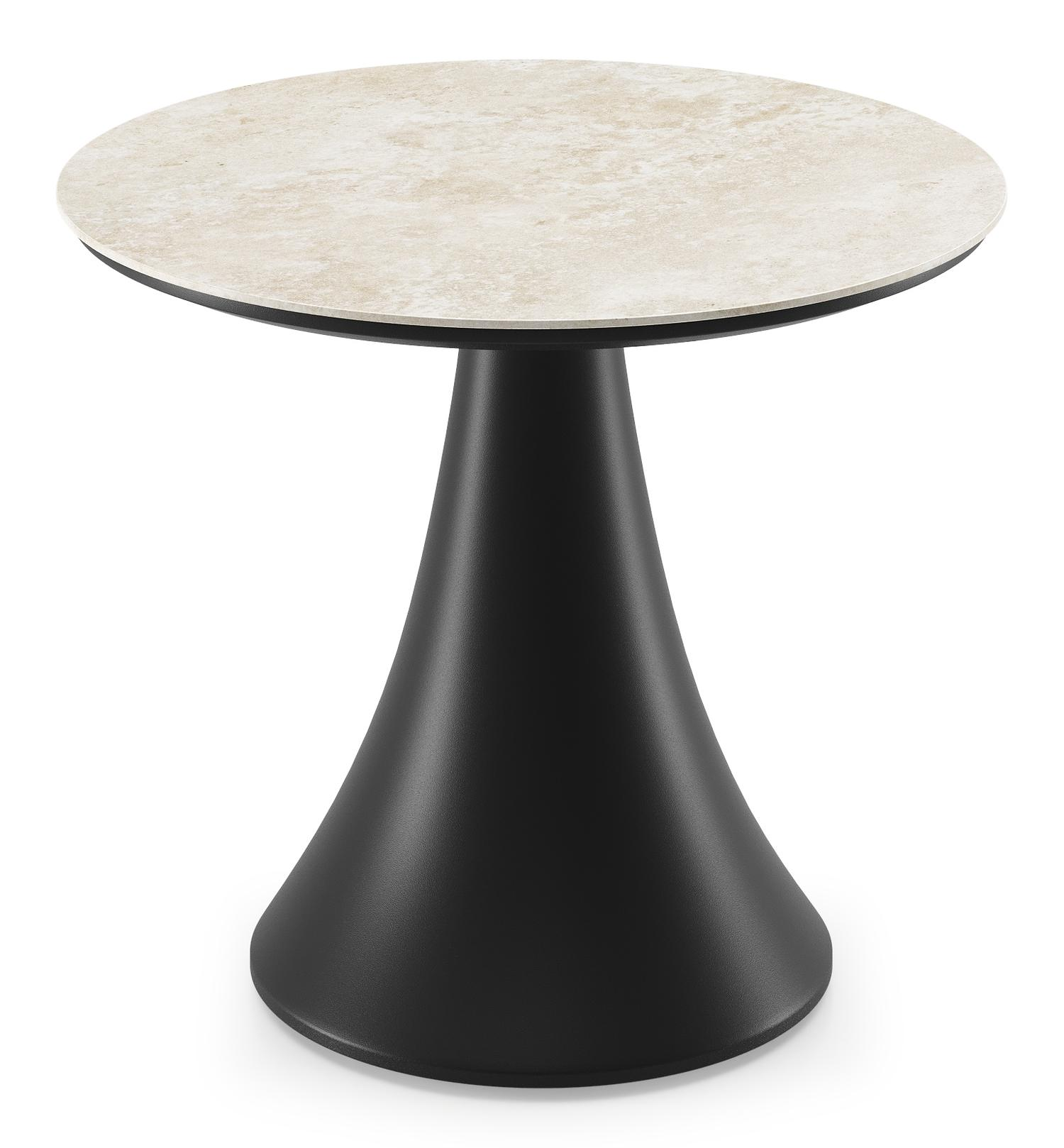 Fano low dining loungetafel rond in zwart aluminium en volkeramiek Rapolano - Dia. 85 x H 55 cm
