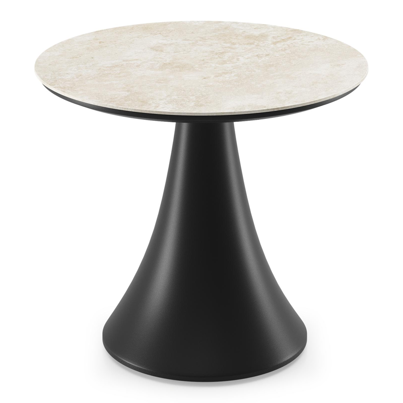 Fano low dining loungetafel rond in zwart aluminium en volkeramiek Rapolano - Dia. 85 x H 55 cm