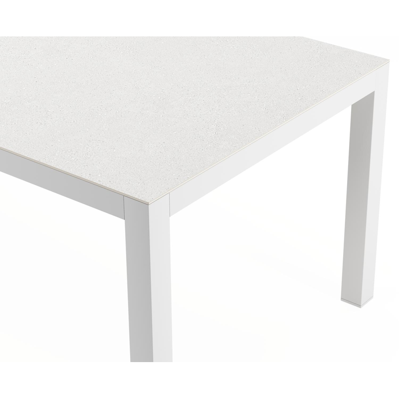 Varese tuintafel rechthoekig in wit aluminium en sintered stone Topo minerale - L 270 x B 100 x H 74 cm