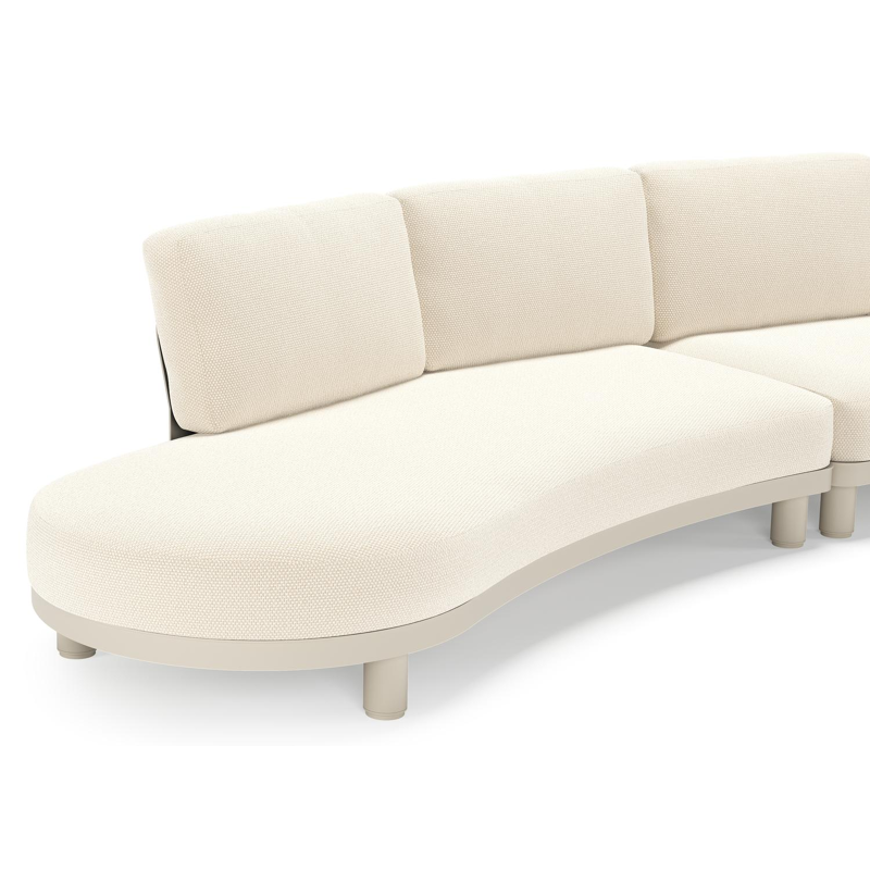 Donato loungebank in beige aluminium met all weather cosytica Althea Off White kussen