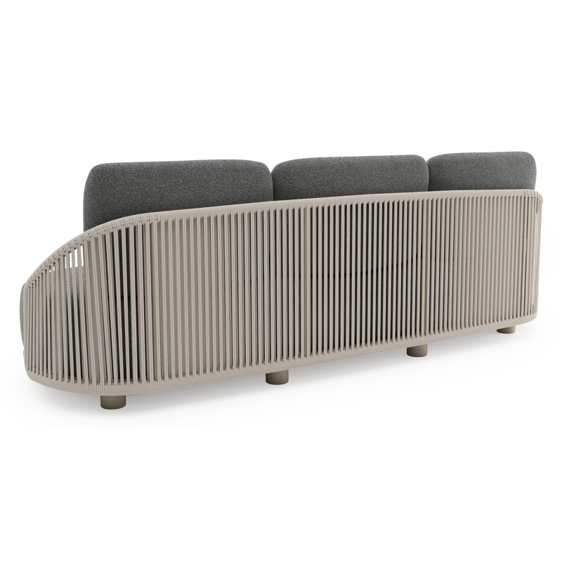 Salon de jardin Vadelo en aluminium beige et corde ronde tissée verticalement beige et coussins en all weather cosytica catania black