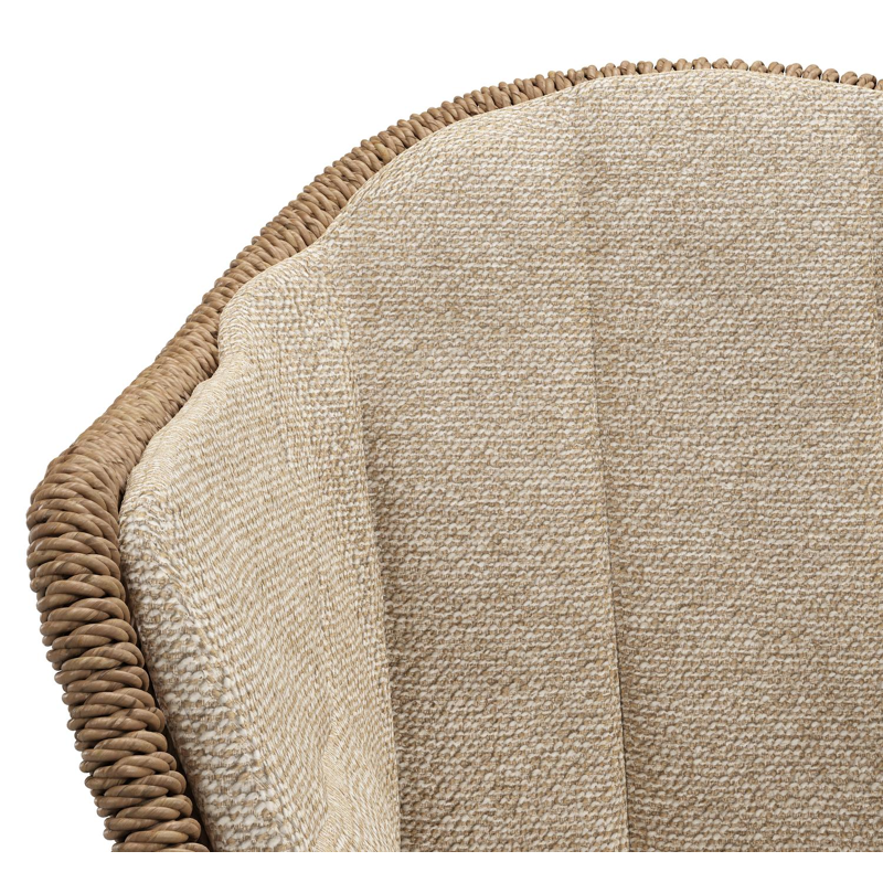 Pagino tuinstoel in zwart aluminium en bruin ronde wicker met zitkussen in All Weather Cosytica Madagascar Oak