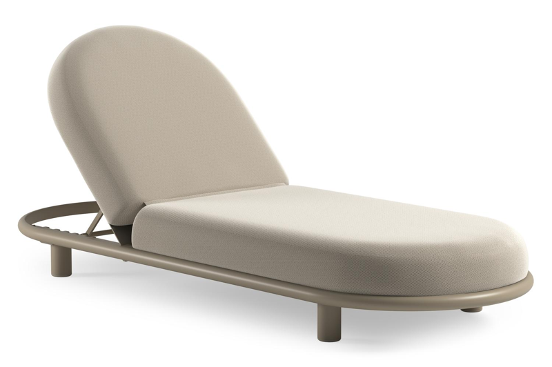 Lomano verstelbaar ligbed in beige aluminium met lopi marble all weather sunbrella® luxe