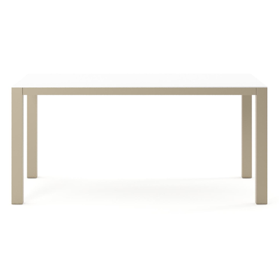 Como tuintafel rechthoekig in beige aluminium en volkeramiek Arctic White - L 160 x B 100 x H 73 cm