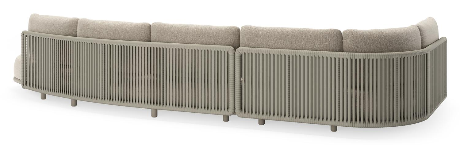 Lomano loungehoek in beige aluminium en beige verticaal geweven luxe vlakke rope met Marbella Ecru all weather cosytica