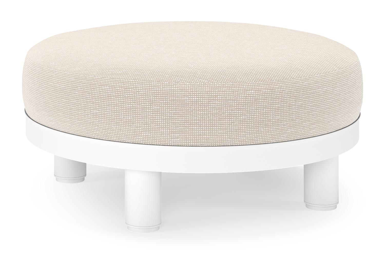 Donato lounge poef in wit aluminium met All Weather Sunbrella® Luxe Slow Farafra kussen