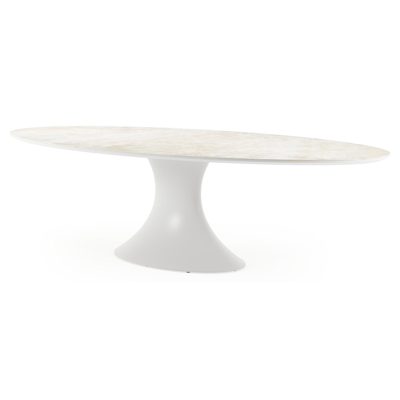 Fano tuintafel ovaal in wit aluminium en volkeramiek Rapolano L 240 x B 135 cm
