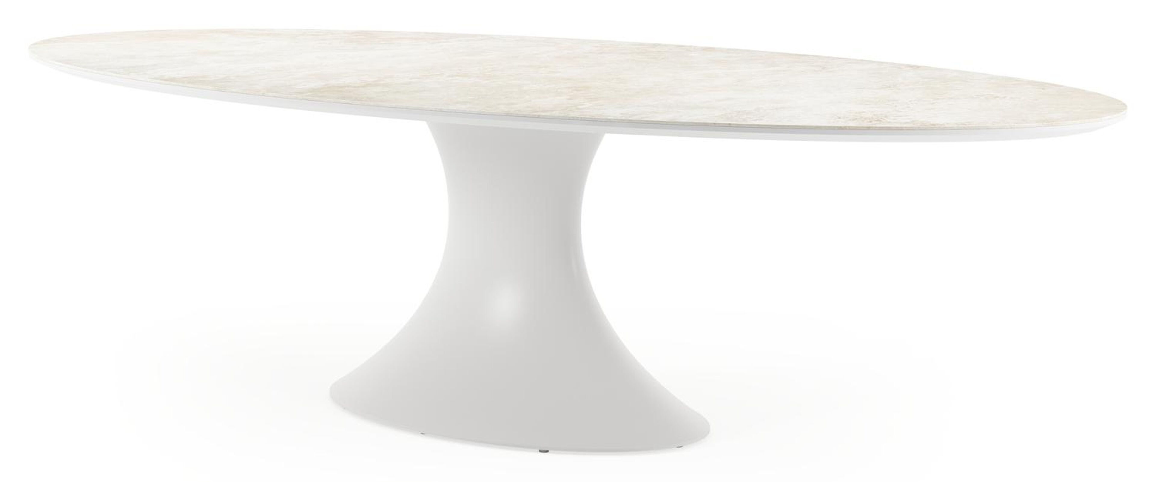 Fano tuintafel ovaal in wit aluminium en volkeramiek Rapolano - L 240 x B 135 x H 75 cm