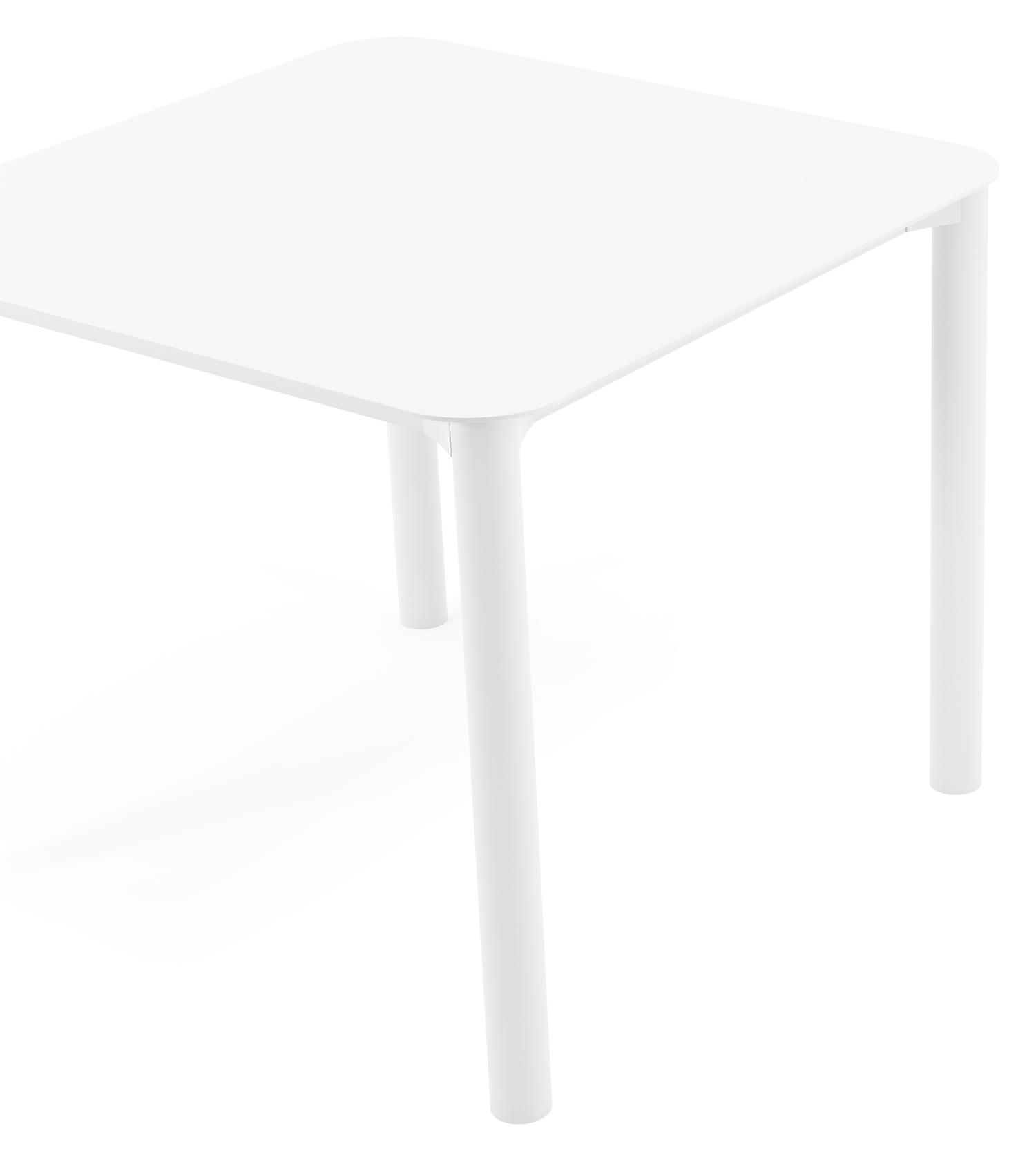 Table de jardin Orso carré arrondi en aluminium blanc - Lg. 90 x Lrg. 90 x Haut. 75 cm