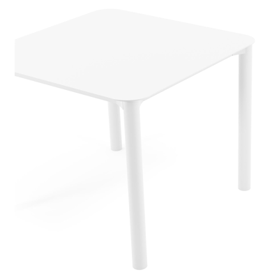 Table de jardin Orso carré arrondi en aluminium blanc - Lg. 90 x Lrg. 90 x Haut. 75 cm