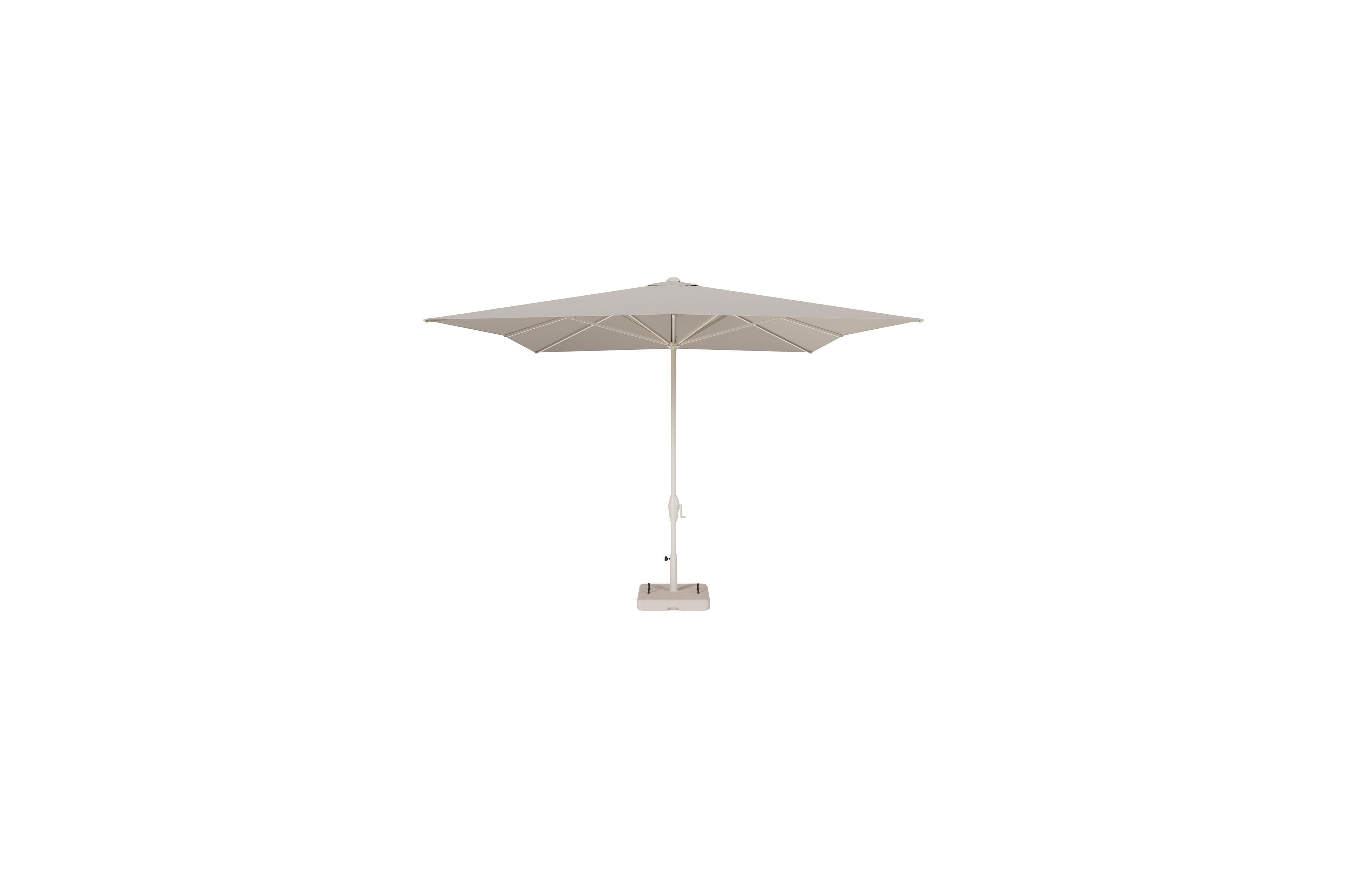 Viola staanparasol in beige aluminium en beige Weather+ Softtouch parasoldoek - L1 300 x L2 400 cm met parasolvoet Intenso 60 kg