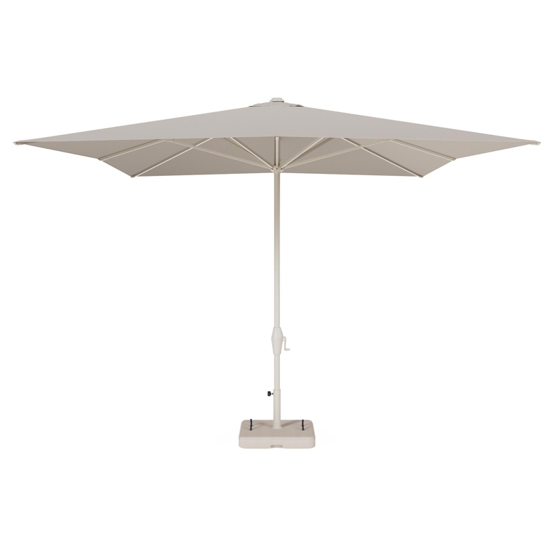 Viola staanparasol in beige aluminium en beige Weather+ Softtouch parasoldoek - L1 300 x L2 400 cm met parasolvoet Intenso 60 kg