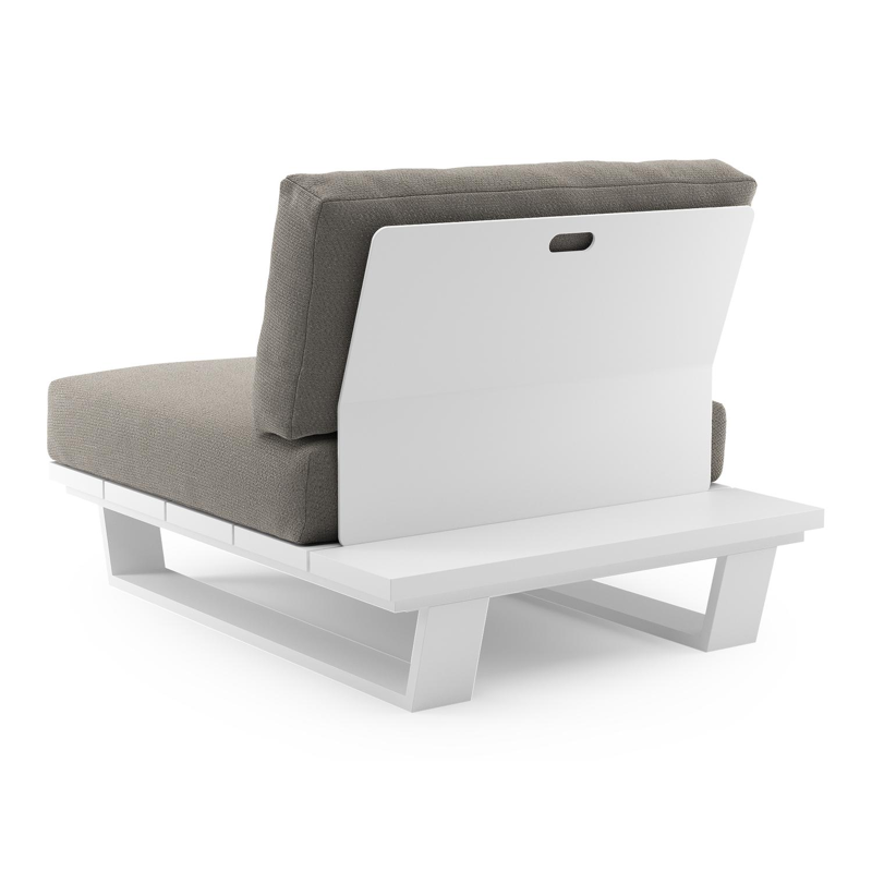 Fauteuil de jardin Pagino en aluminium blanc et coussins en all weather sunbrella® luxe lopi silver