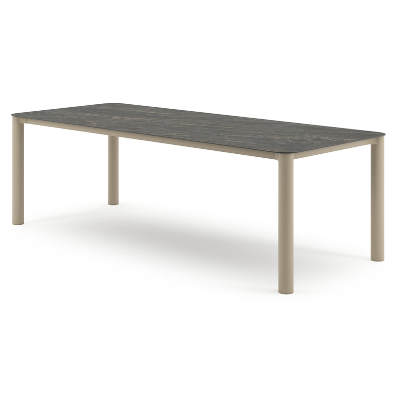 Orso tuintafel rechthoekig afgerond in beige aluminium en volkeramiek Black Obsession - L 240 x B 100 x H 74.5 cm