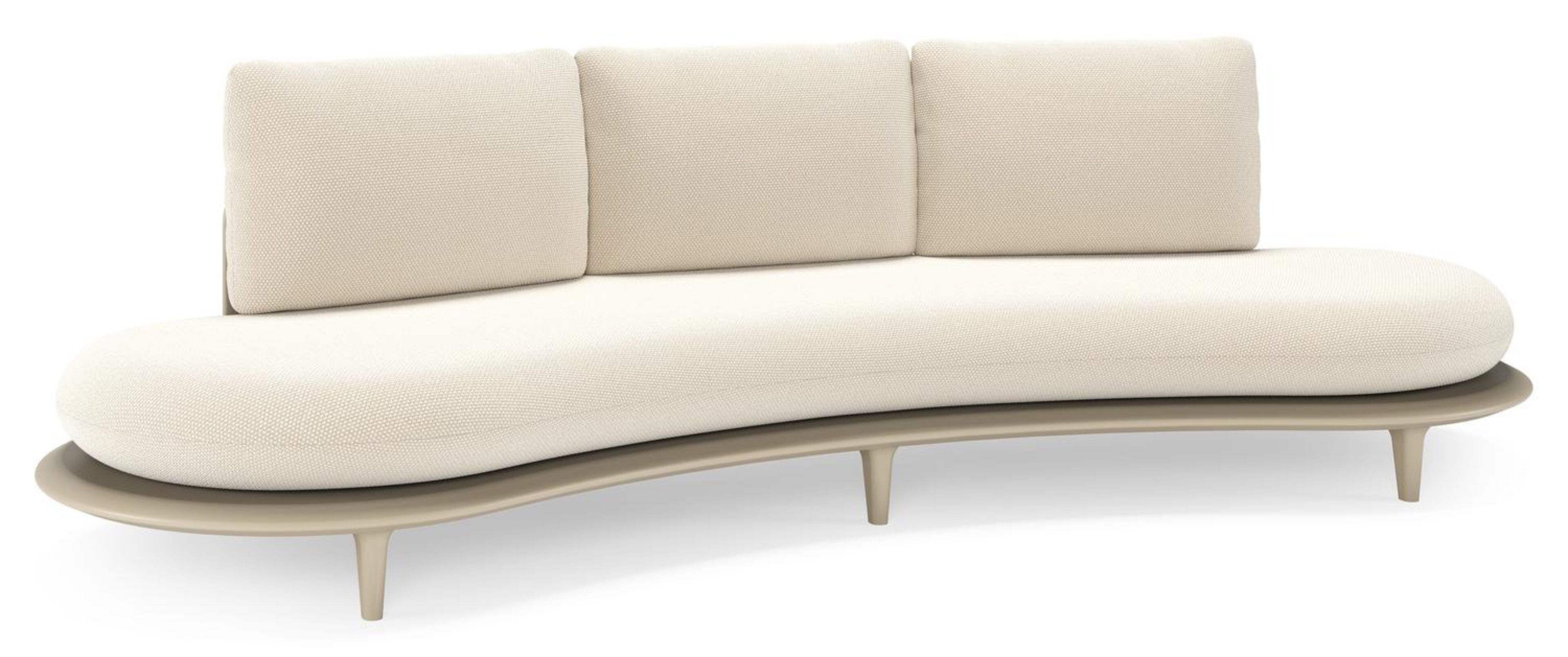 Canape de jardin Bomero en aluminium beige et coussins en all weather cosytica althea off white