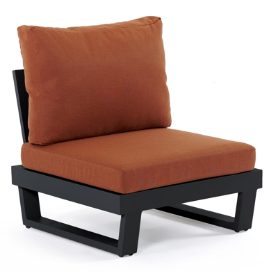 Fauteuil de jardin Modica 1-pl en aluminium noir avec coussin en weather+ softtouch pumpkin