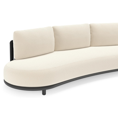 Lomano loungebank in zwart aluminium en zwart verticaal geweven luxe vlakke rope met althea off white all weather cosytica kussen