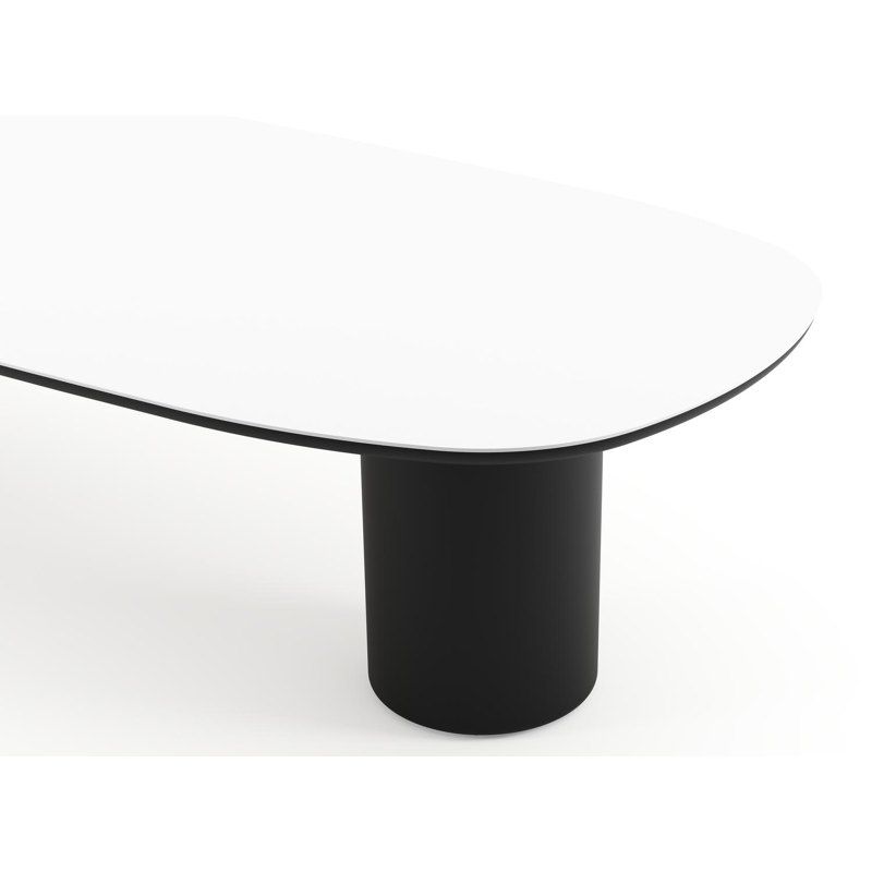 Amico tuintafel bombo in zwart aluminium en volkeramiek Arctic White - L 320 x B 130 x H 73.5 cm