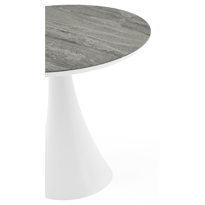 Fano tuintafel rond in wit aluminium en volkeramiek Aspen Grey - Dia. 85 x H 75 cm