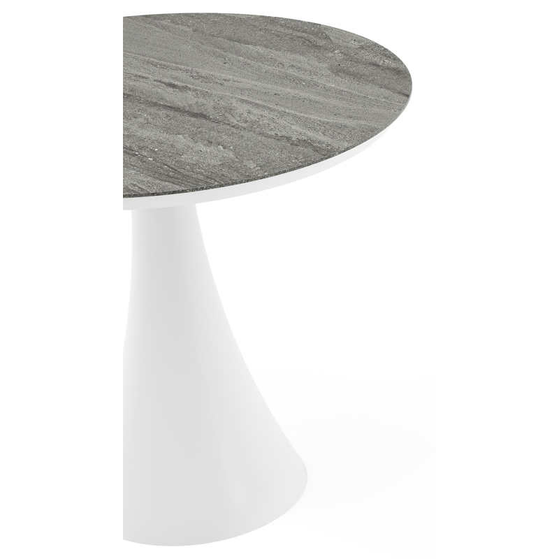 Fano tuintafel rond in wit aluminium en volkeramiek Aspen Grey - Dia. 85 x H 75 cm