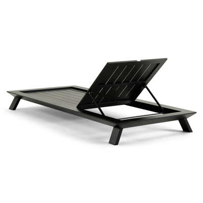 Cesano verstelbaar ligbed in zwart aluminium met marbella beige all weather cosytica kussen