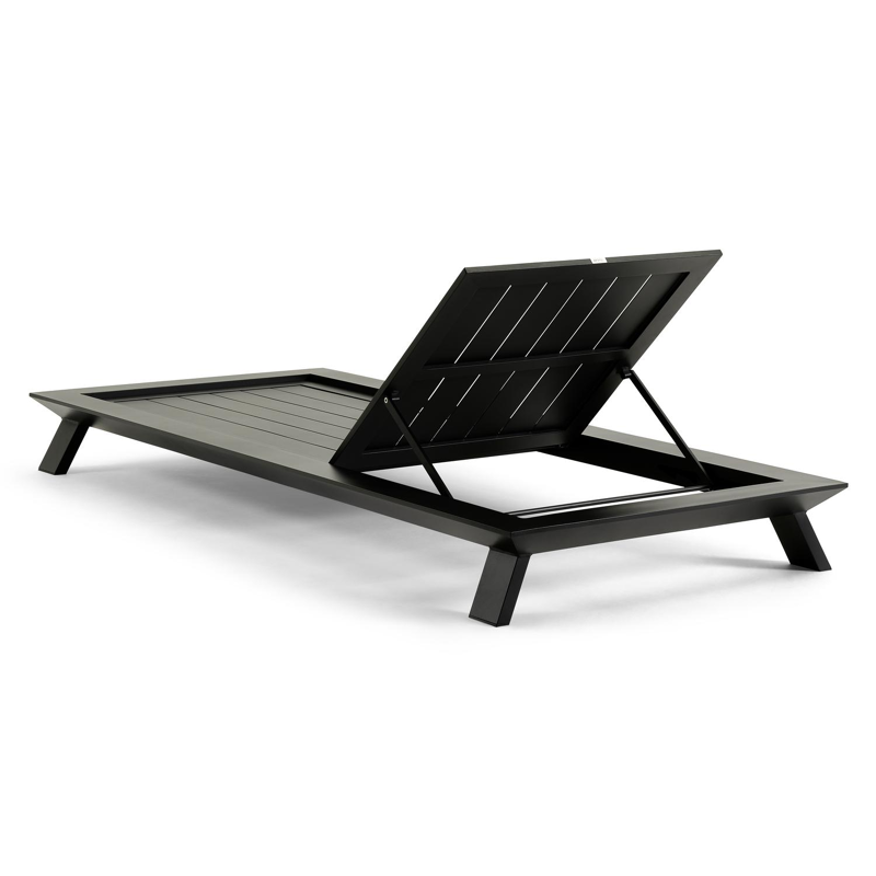 Cesano verstelbaar ligbed in zwart aluminium met marbella beige all weather cosytica kussen