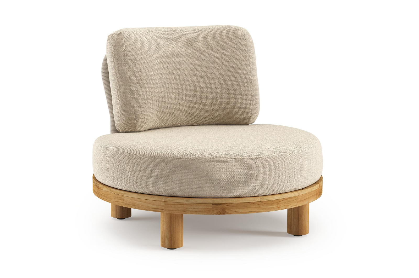 Donato loungestoel 1-zit in teak met althea chalk all weather Casettica kussen