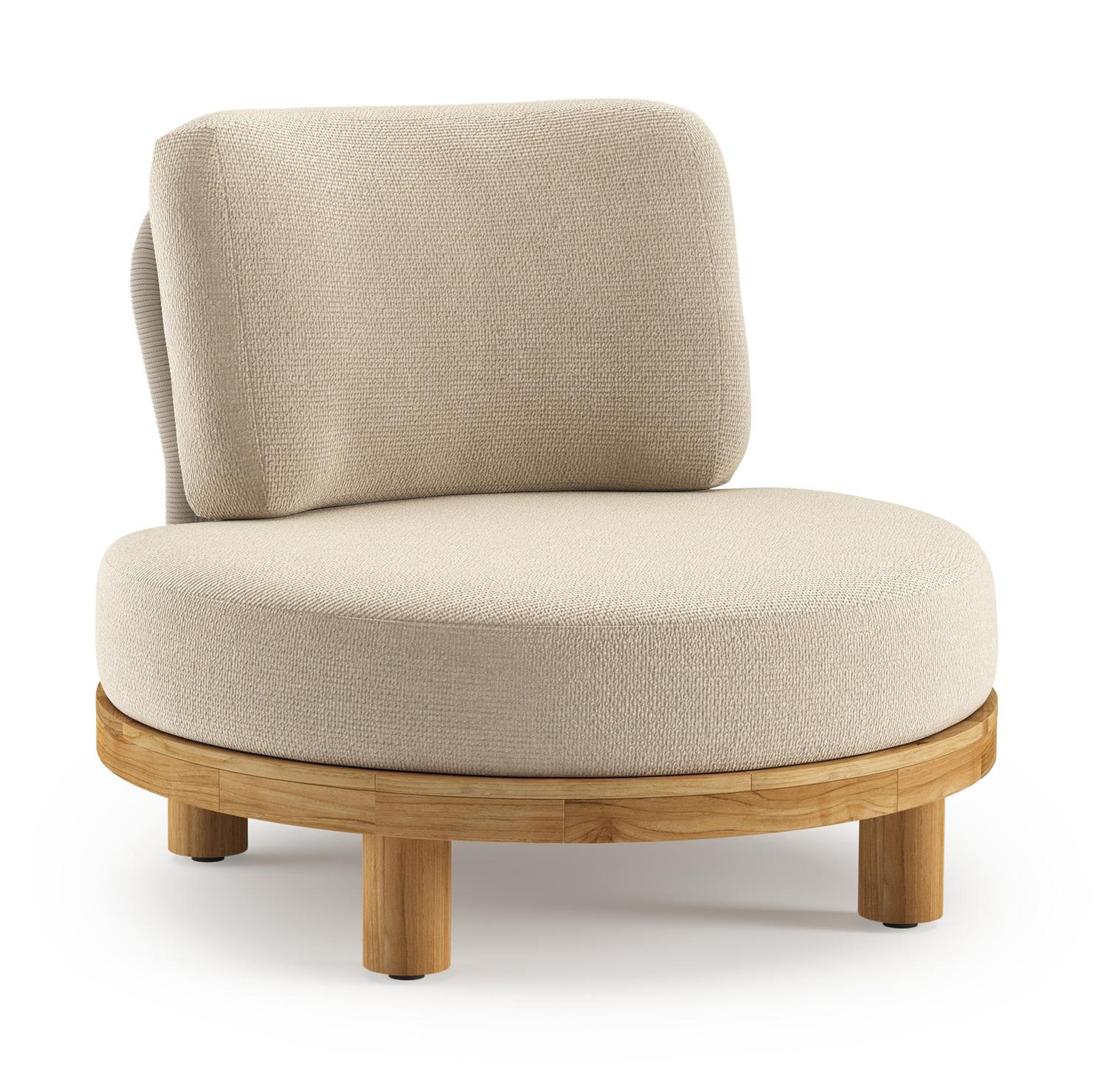 Donato loungestoel 1-zit in teak met althea chalk all weather Casettica kussen