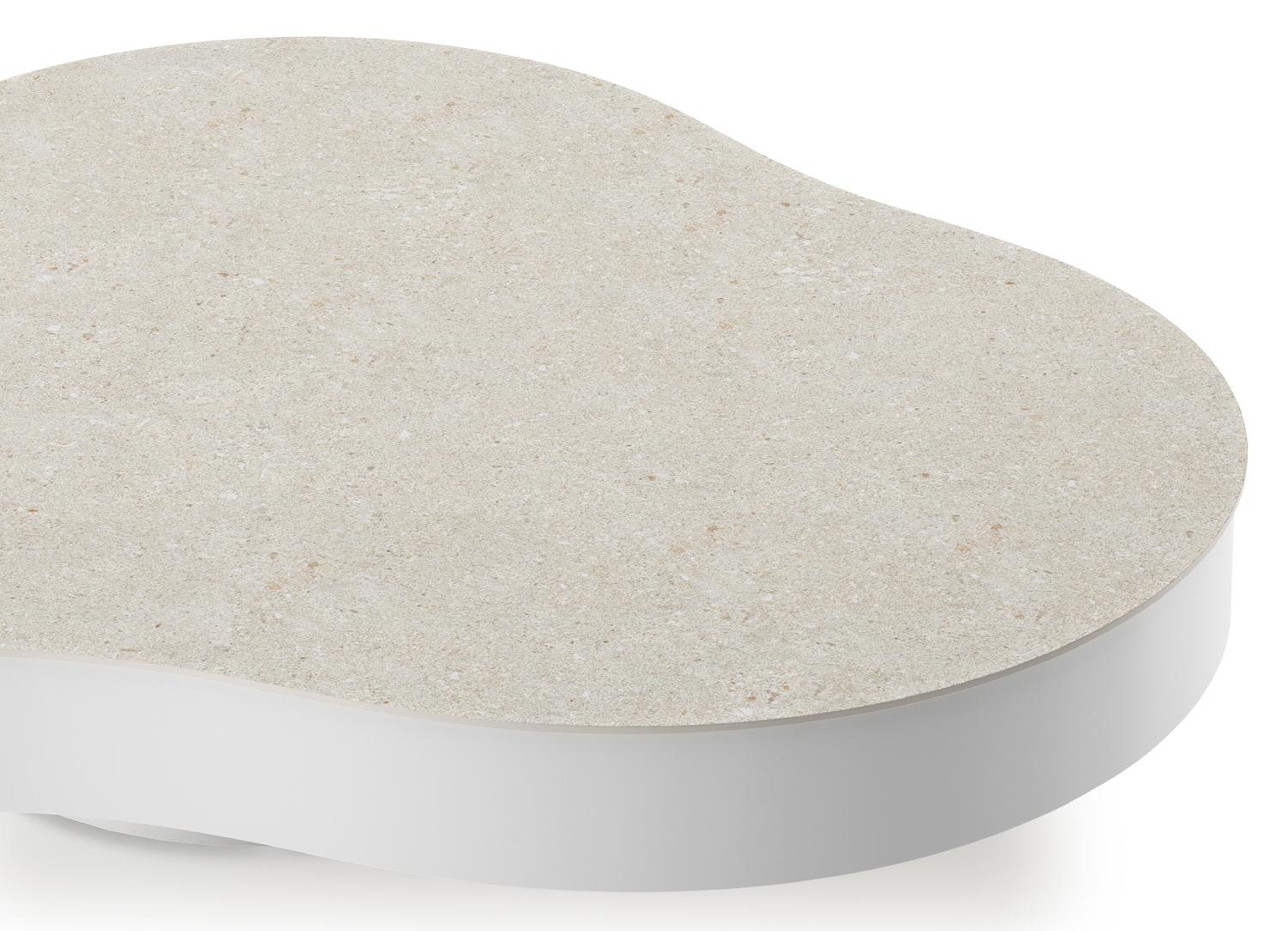 Lomano loungetafel in wit aluminium en volkeramiek Shilin - L 131 x B 108 x H 8 cm