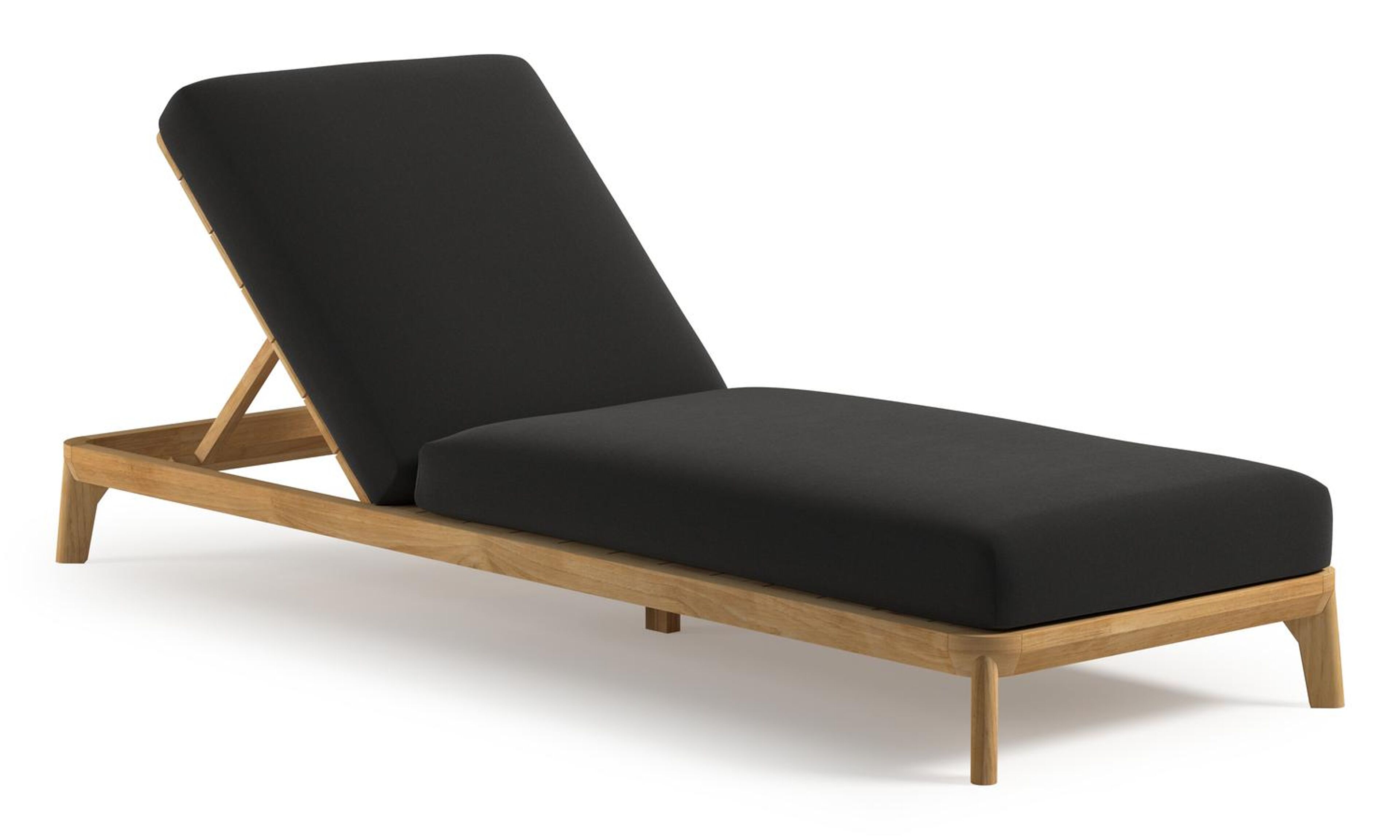 Orso verstelbaar ligbed in teak met natte sooty all weather Sunbrella® luxe kussen