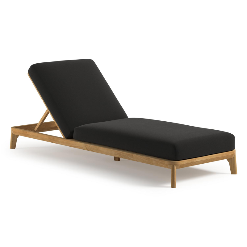 Orso verstelbaar ligbed in teak met natte sooty all weather Sunbrella® luxe kussen
