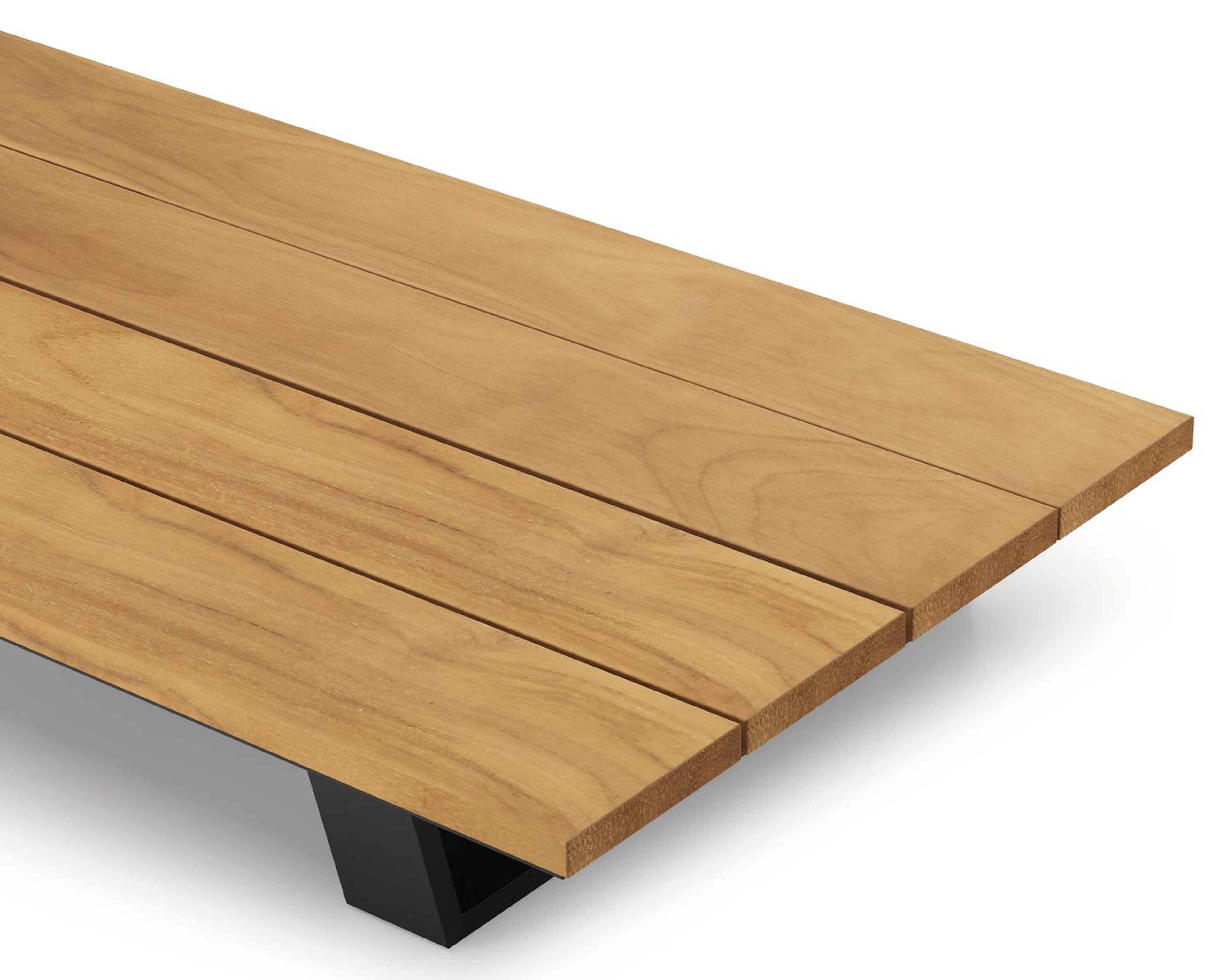 Table basse Pagino en aluminium noir et teck naturel - Lg 140 x larg. 79,5 x H 21 cm