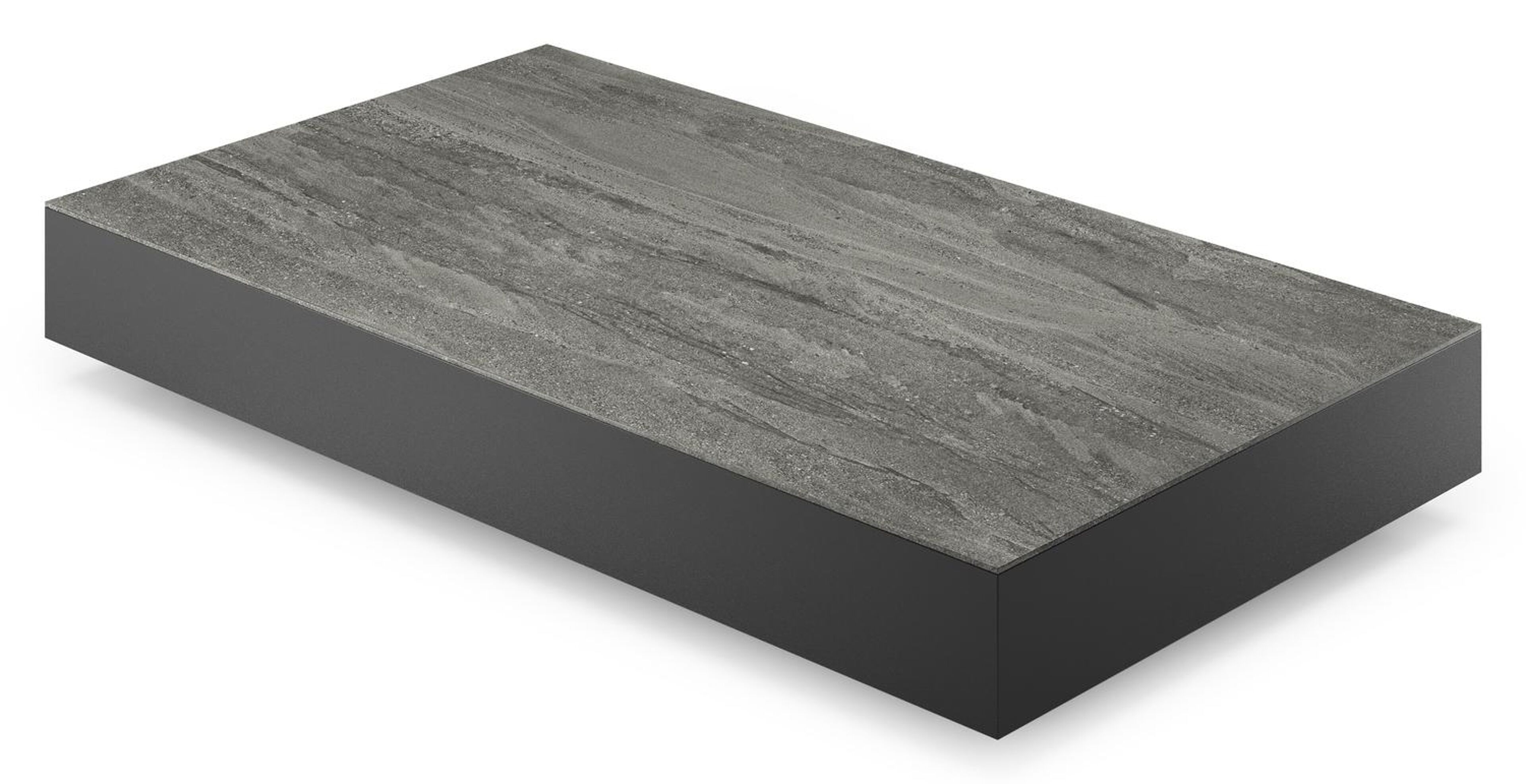 Table basse Como en aluminium noir et céramique pleine aspen grey - Lg 140 x B 80 x H 20 cm
