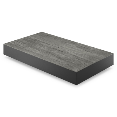 Como loungetafel in zwart aluminium en aspen grey volkeramiek - L 140 x B 80 x H 20 cm