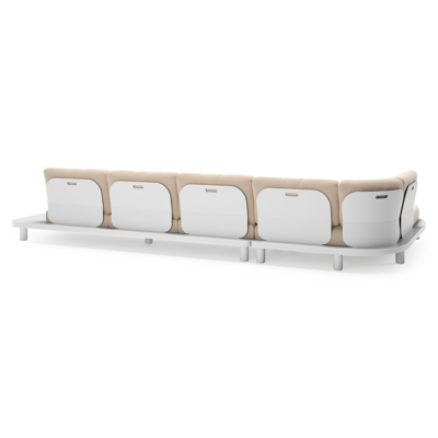 Donato loungehoek in wit aluminium met all weather sunbrella® luxe Natte Linen Chalk kussen