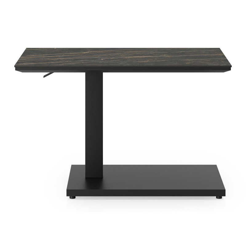 Cirello Pop up bijzettafel in zwart aluminium en black obsession volkeramiek - L 70 x B 50 x H 66 cm