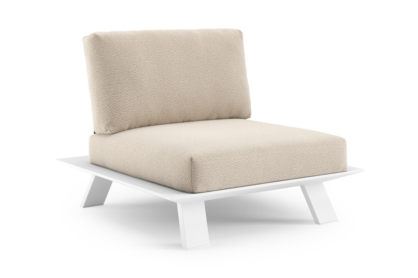 Fauteuil de jardin Cesano en aluminium blanc et coussin en all weather Sunbrella® luxe lopi sand