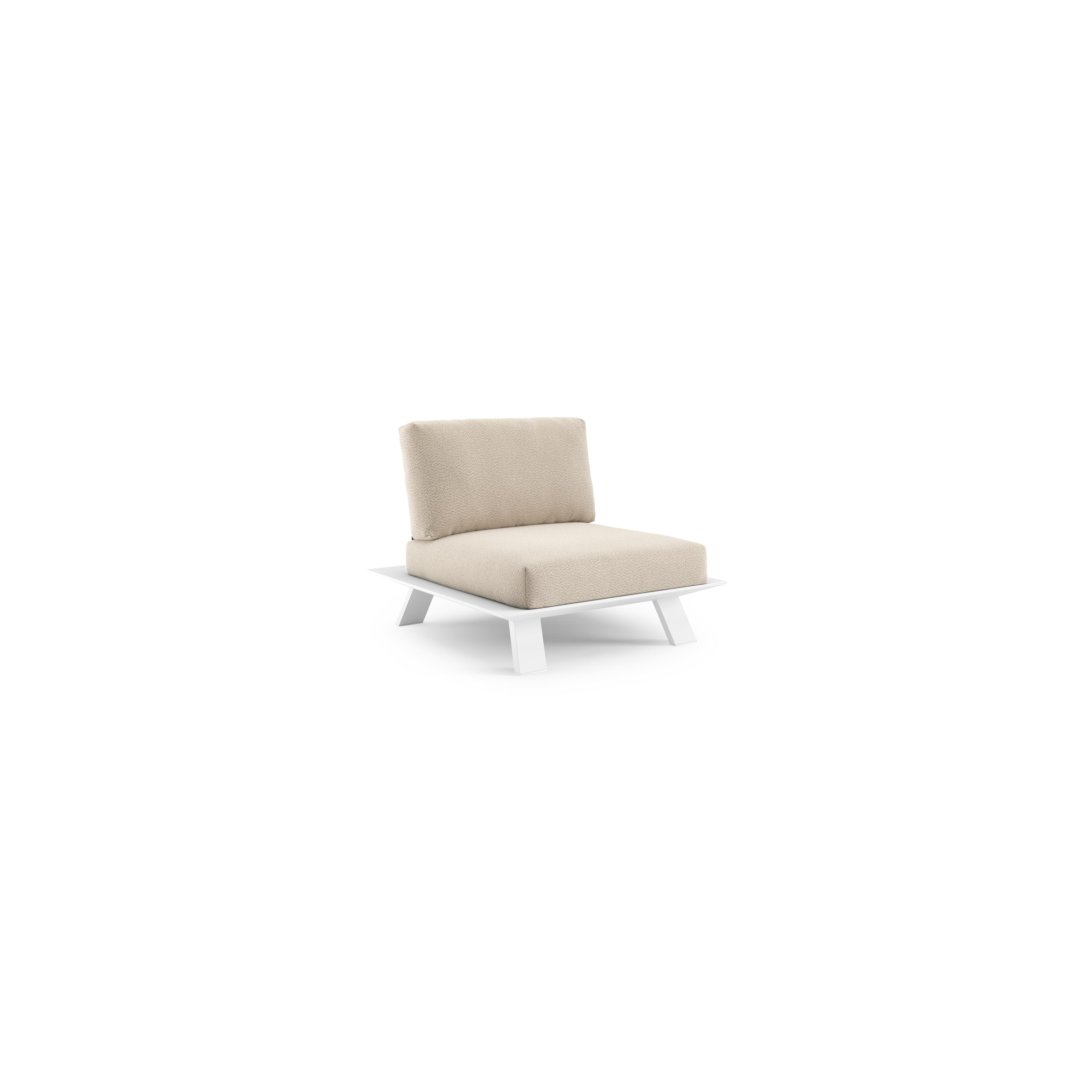 Fauteuil de jardin Cesano en aluminium blanc et coussin en All Weather Sunbrella® luxe lopi sand