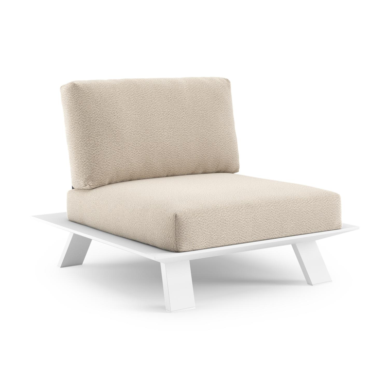 Cesano loungestoel in wit aluminium met lopi sand all weather Sunbrella® luxe kussen